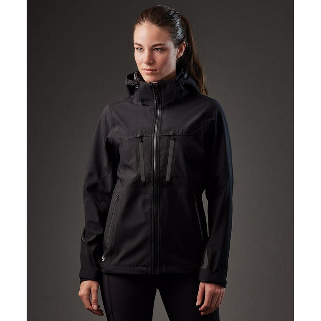 Black- Carbon - Back - Stormtech Womens Patrol Technical Softshell Jacket