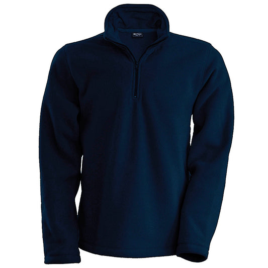 Navy - Front - Kariban Mens Enzo 1-4 Zip Fleece Top