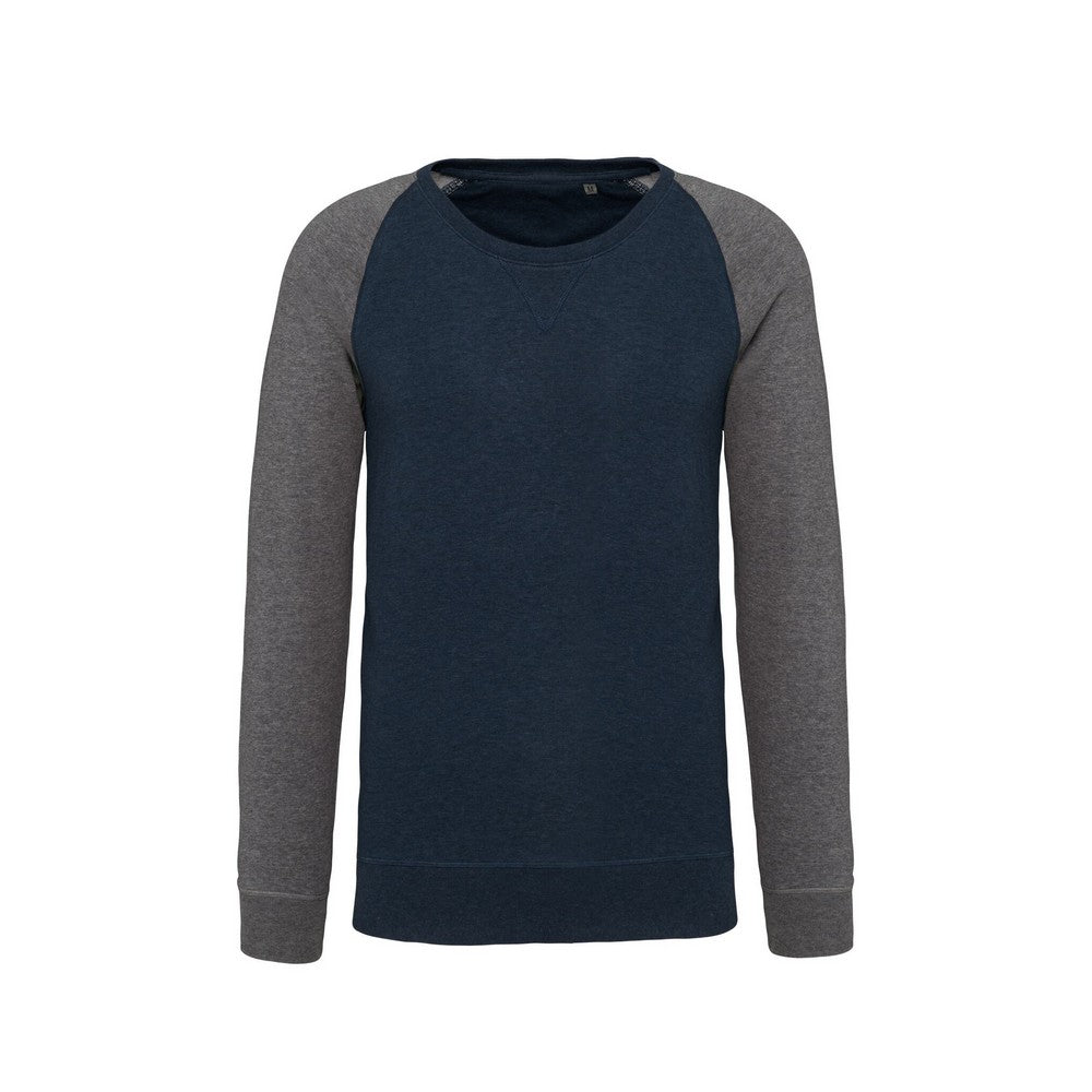 French Navy Heather-Grey Heather - Front - Kariban Mens Organic Two-Tone Sweatshirt