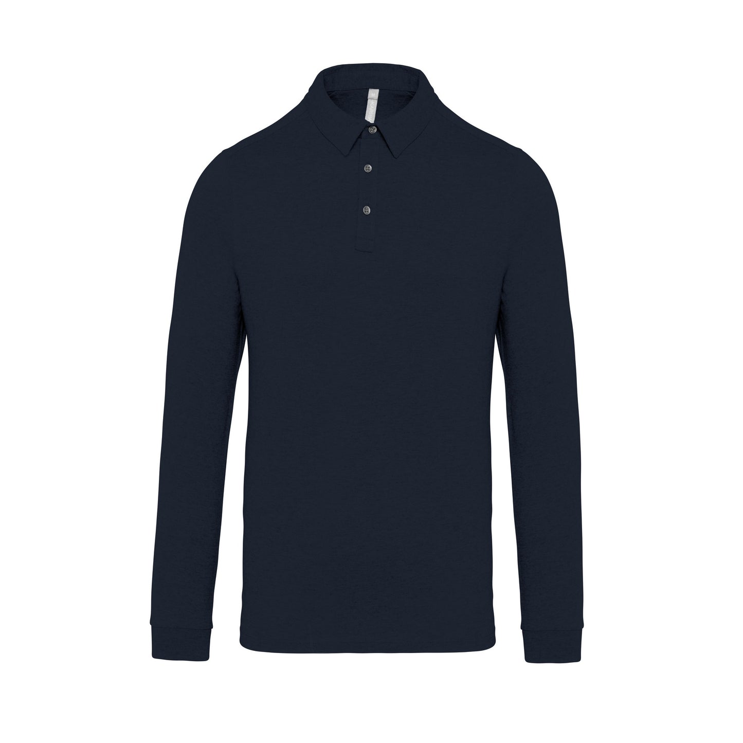 Navy - Front - Kariban Mens Jersey Knit Long Sleeve Polo Shirt