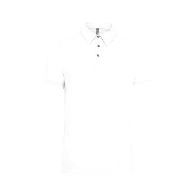 White - Front - Kariban Mens Jersey Knit Polo Shirt