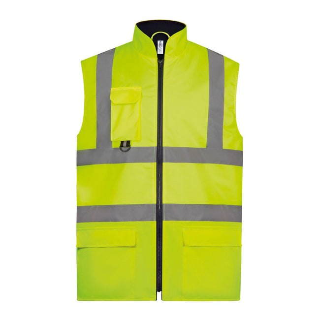 Yellow - Front - Yoko Adults Unisex Hi-Vis Padded Bodywarmer
