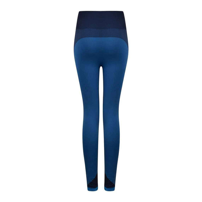 Bright Blue-Navy - Back - Tombo Womens-Ladies Seamless Panelled Leggings