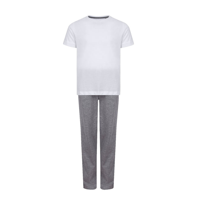 White-Heather Grey - Front - Towel City Childrens-Kids Long Pyjamas