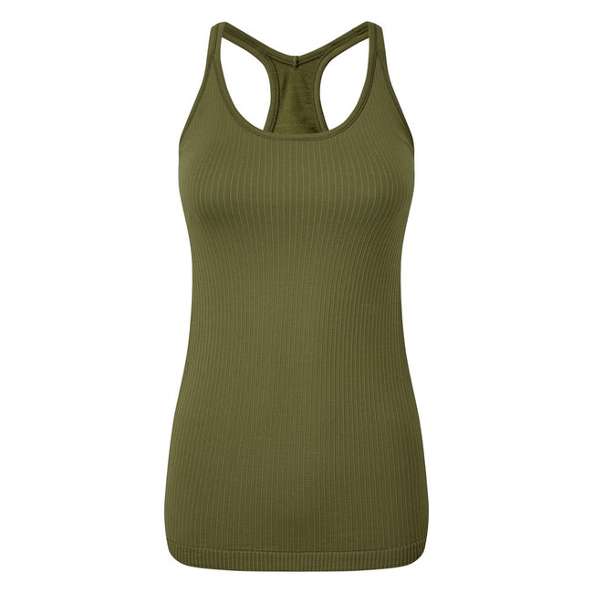 Olive - Front - TriDri Womens-Ladies Seamless 3D Fit Sculpt Vest
