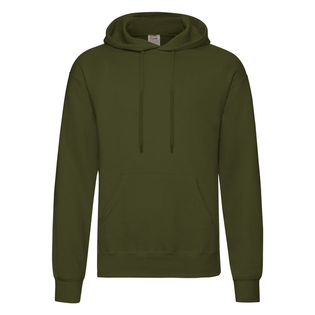 Classic Olive - Front - Fruit Of The Loom Unisex Adults Classic Hooded Sweatshirt