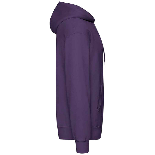 Purple - Side - Fruit Of The Loom Unisex Adults Classic Hooded Sweatshirt