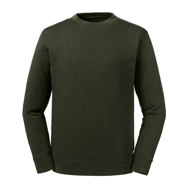 Dark Olive - Front - Russell Adults Unisex Pure Organic Reversible Sweatshirt