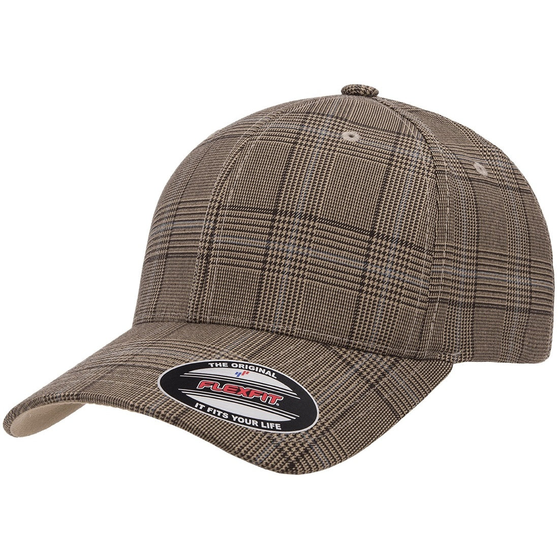 Brown-Khaki - Pack Shot - Flexfit By Yupoong Glen Check Cap