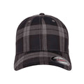 Black-Grey - Front - Flexfit By Yupoong Tartan Plaid Cap