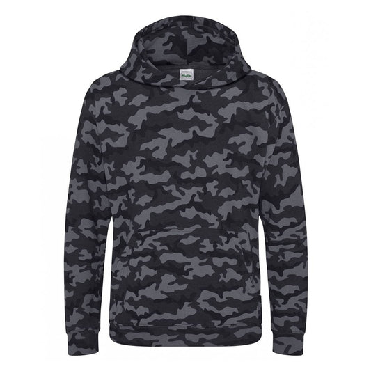Black Camo - Front - Awdis Childrens-Kids Camo Hoodie