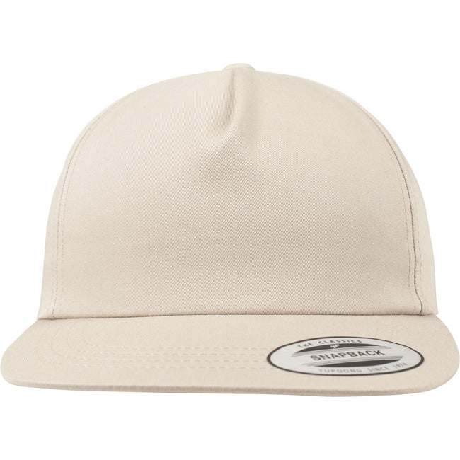 Khaki - Back - Yupoong Flexfit Unisex Unstructured 5 Panel Snapback Cap