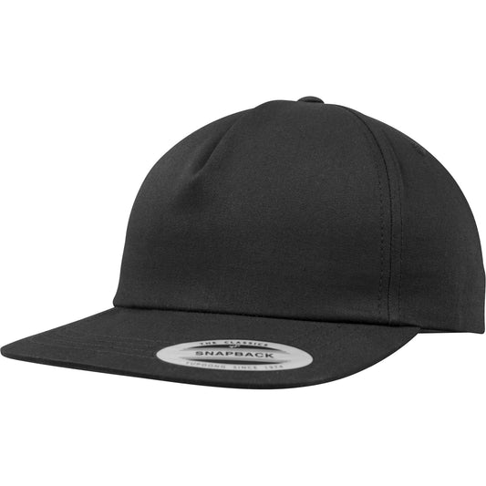 Black - Front - Yupoong Flexfit Unisex Unstructured 5 Panel Snapback Cap