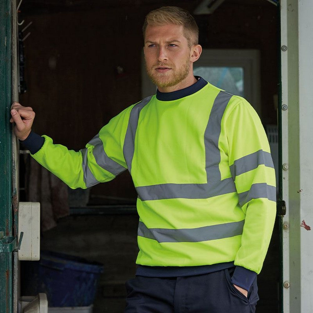 Yellow-Navy - Side - PRO RTX Mens High Visibility Sweatshirt