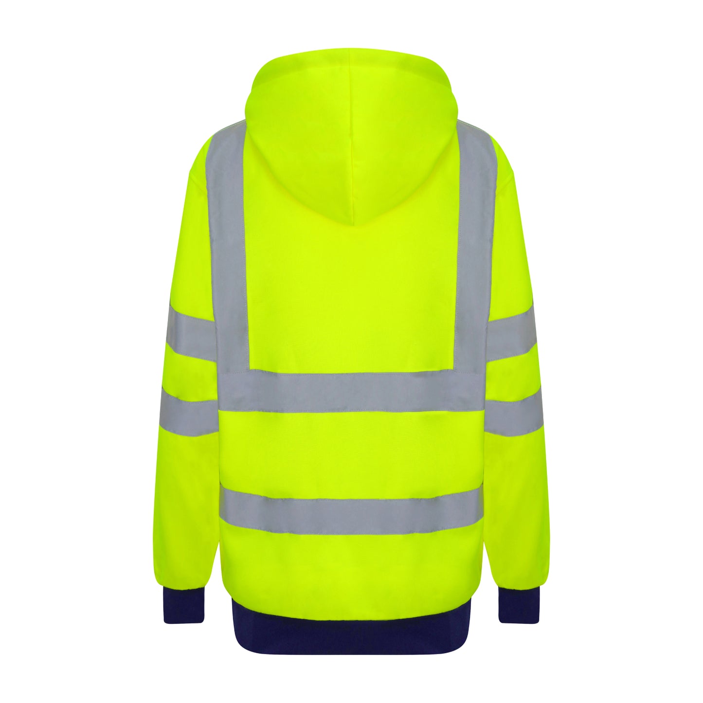 Yellow-Navy - Back - Pro RTX High Visibility Unisex Adults Reflective Hoodie