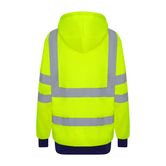 Yellow-Navy - Back - Pro RTX High Visibility Unisex Adults Reflective Hoodie