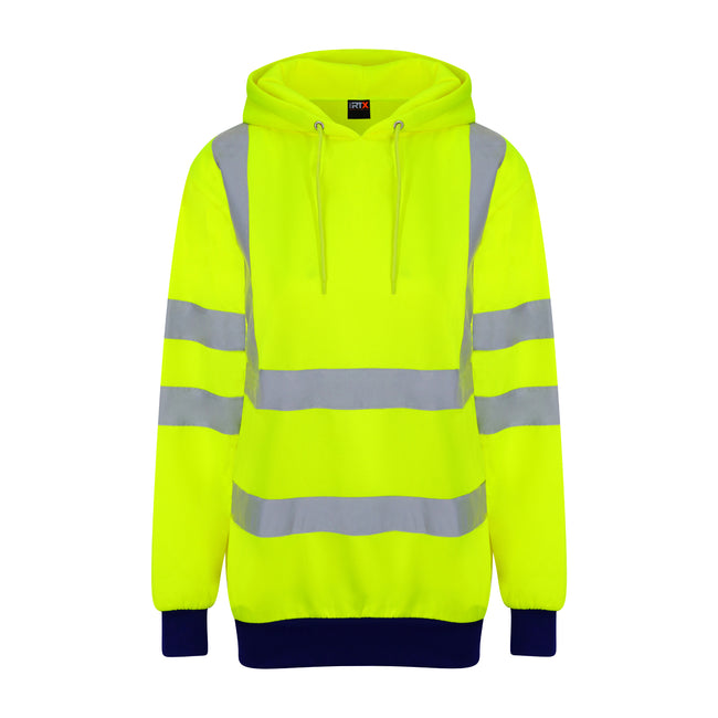 Yellow-Navy - Front - Pro RTX High Visibility Unisex Adults Reflective Hoodie