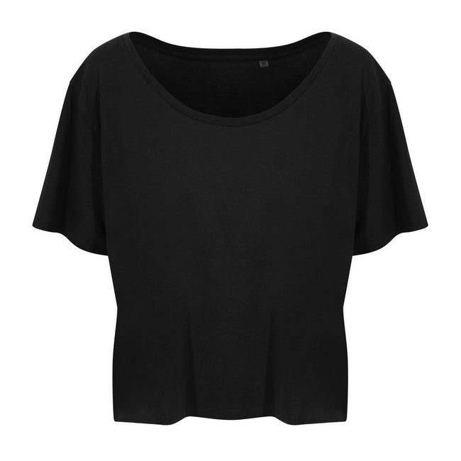 Jet Black - Front - Ecologie Womens-Laides Daintree EcoViscose Cropped T-Shirt