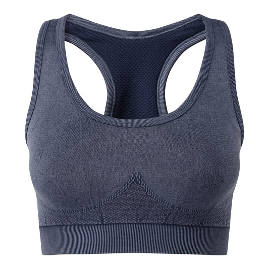 Indigo Denim - Front - TriDri Womens-Ladies Seamless 3D Fit Multi-Sport Denim Look Sports Bra