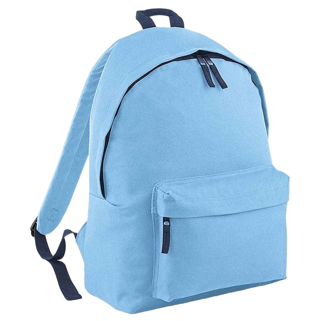 Sky Blue-French Navy - Front - Bagbase Original Plain Backpack