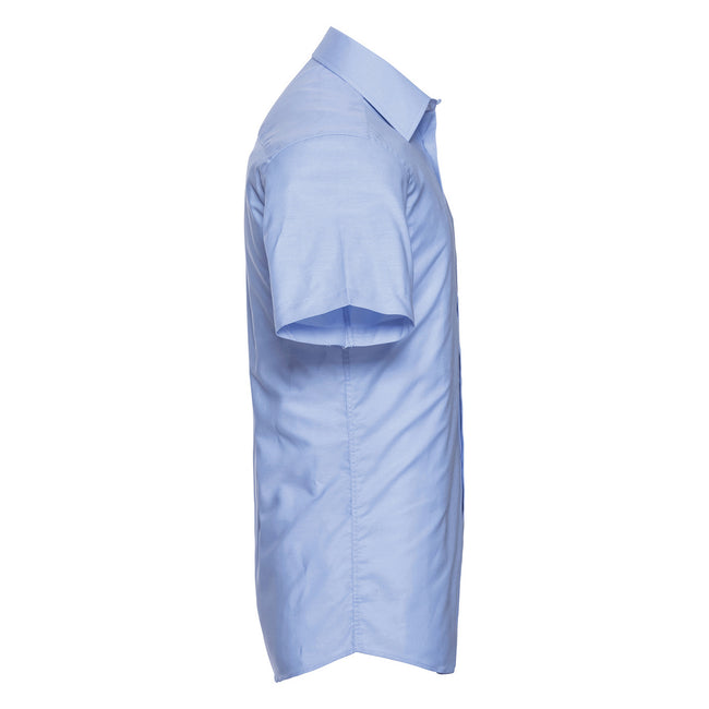 Oxford Blue - Side - Russell Collection Mens Oxford Easy-Care Tailored Shirt