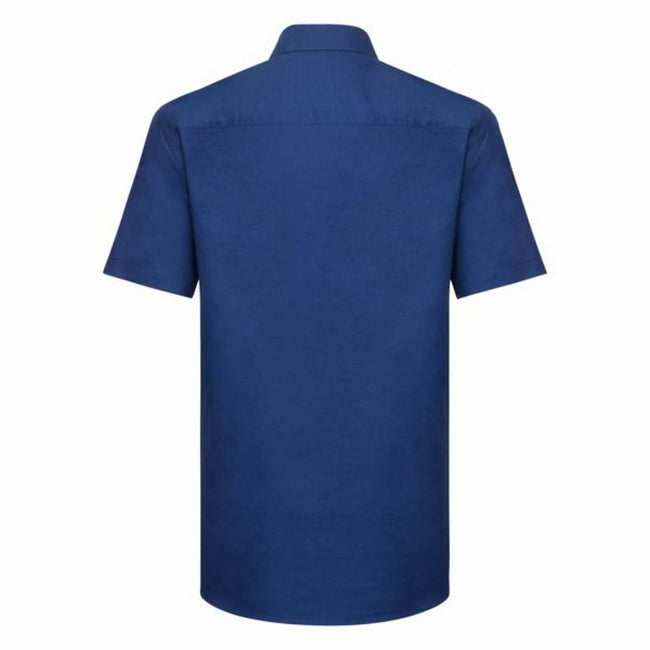 Bright Royal Blue - Back - Russell Collection Mens Oxford Easy-Care Tailored Shirt