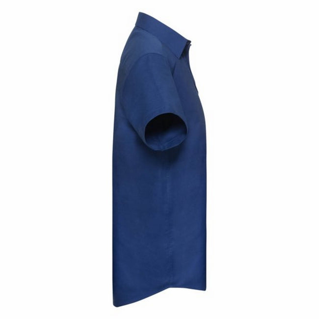 Bright Royal Blue - Side - Russell Collection Mens Oxford Easy-Care Tailored Shirt