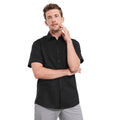 Black - Back - Russell Collection Mens Oxford Easy-Care Tailored Shirt