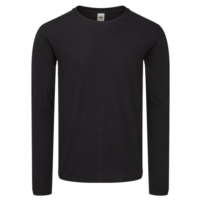 Black - Front - Fruit Of The Loom Mens Iconic 150 Long-Sleeved T-Shirt