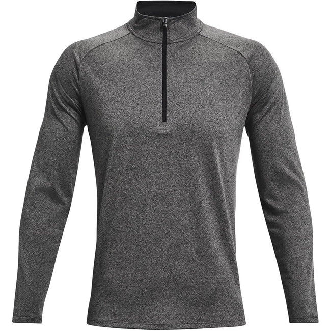 Carbon Heather-Black - Front - Under Armour Mens 2.0 Half Zip Technical Top