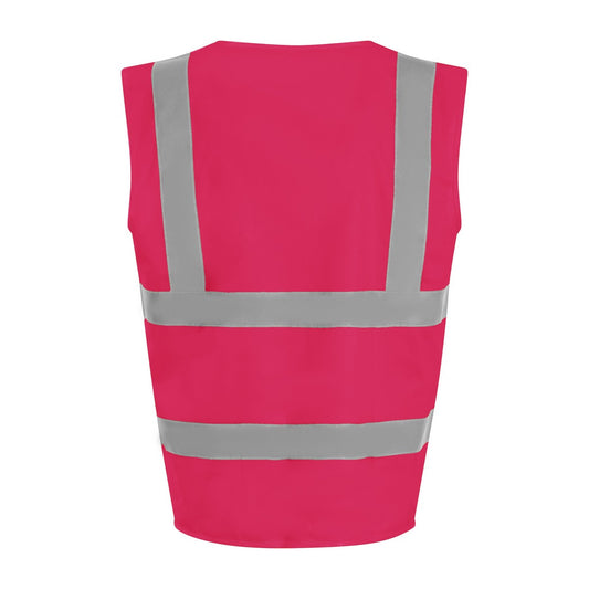 Pink - Front - PRO RTX Unisex Adult Sleeveless Hi-Vis Vest