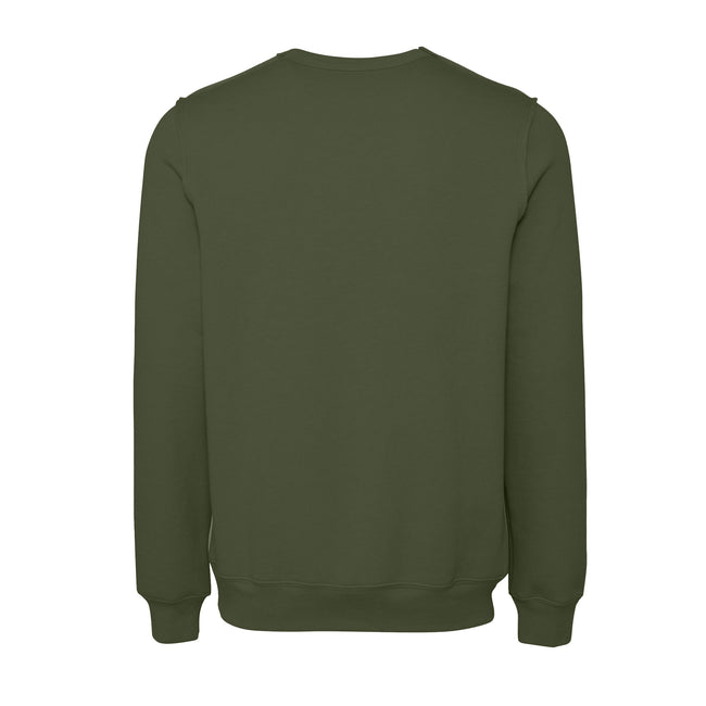 Military Green - Back - Bella + Canvas Unisex Adult Raw Seam Pullover