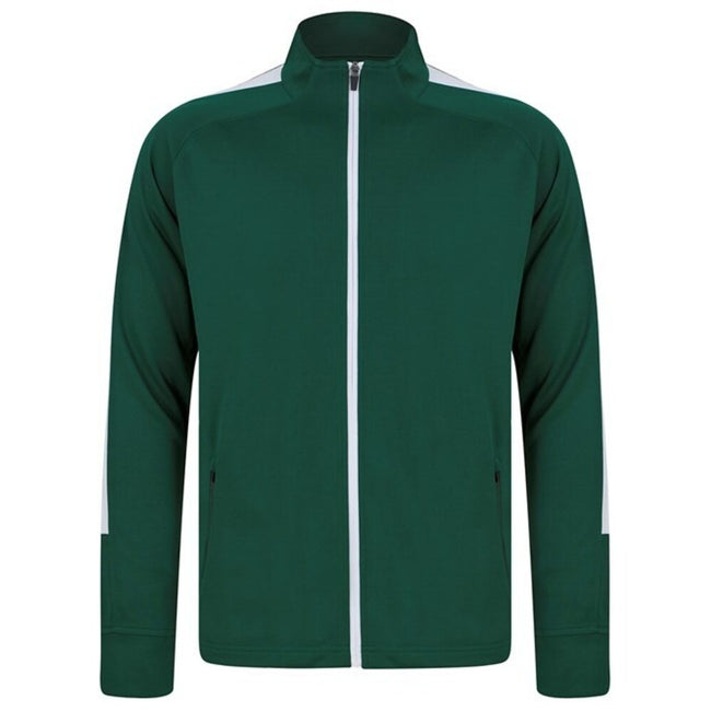 Bottle Green-White - Front - Finden & Hales Womens-Ladies Track Top