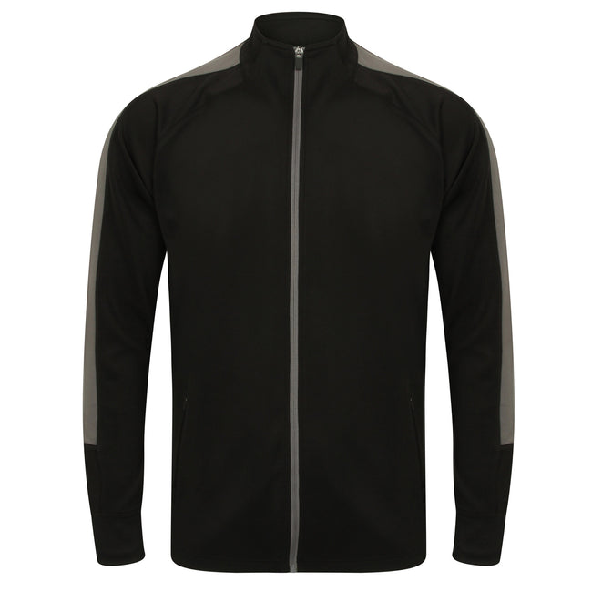 Black-Gunmetal Grey - Front - Finden & Hales Womens-Ladies Track Top