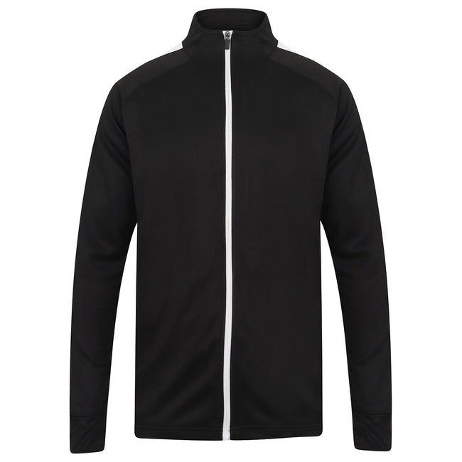 Black-White - Front - Finden & Hales Womens-Ladies Track Top