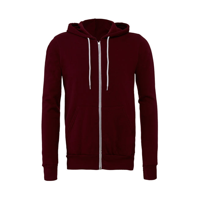 Maroon - Front - Bella + Canvas Unisex Adult Fleece Full Zip Hoodie