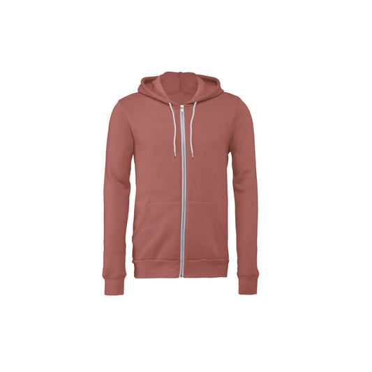 Mauve - Front - Bella + Canvas Unisex Adult Fleece Full Zip Hoodie