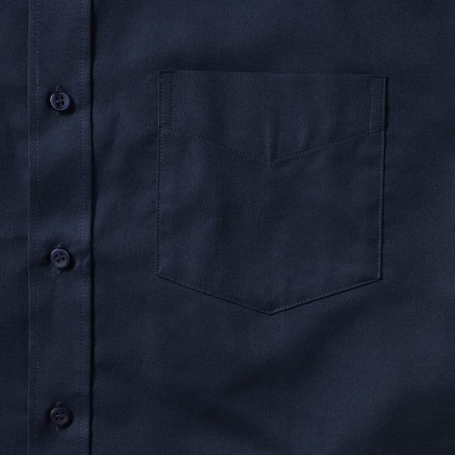 Bright Navy - Close up - Russell Collection Mens Oxford Formal Shirt