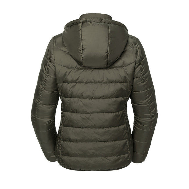 Dark Olive - Back - Russell Womens-Ladies Nano Hooded Jacket