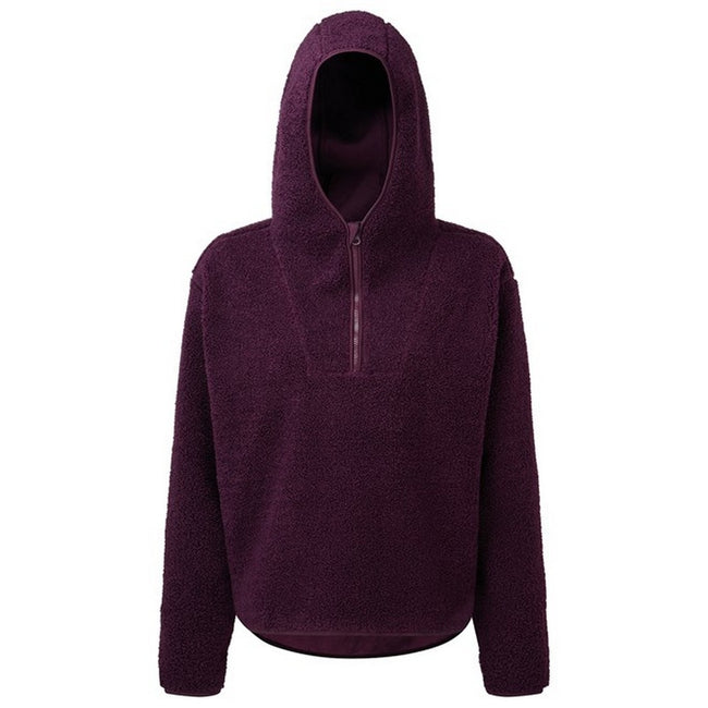 Mulberry Red - Front - TriDri Womens-Ladies Sherpa Fleece Quarter Zip Hoodie