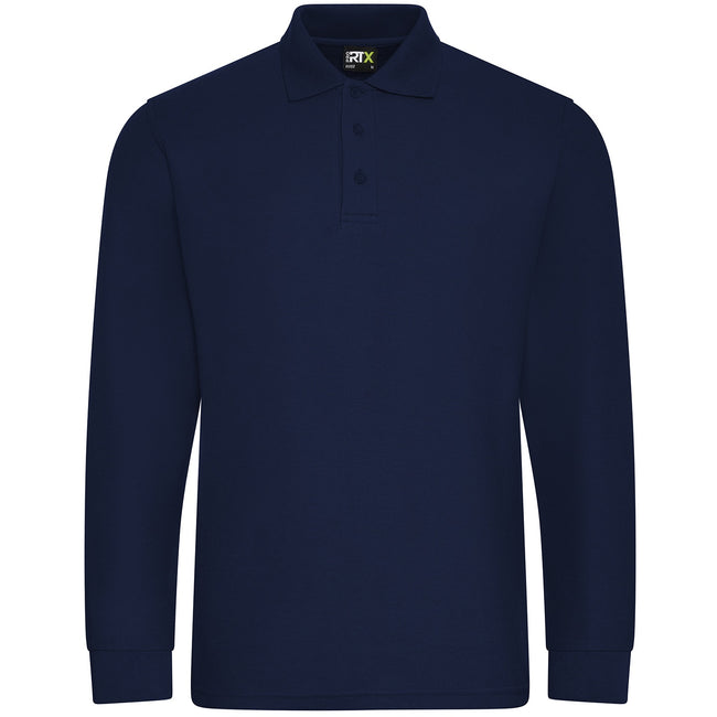 Solid Grey - Side - PRORTX Mens Long-Sleeved Polo Shirt