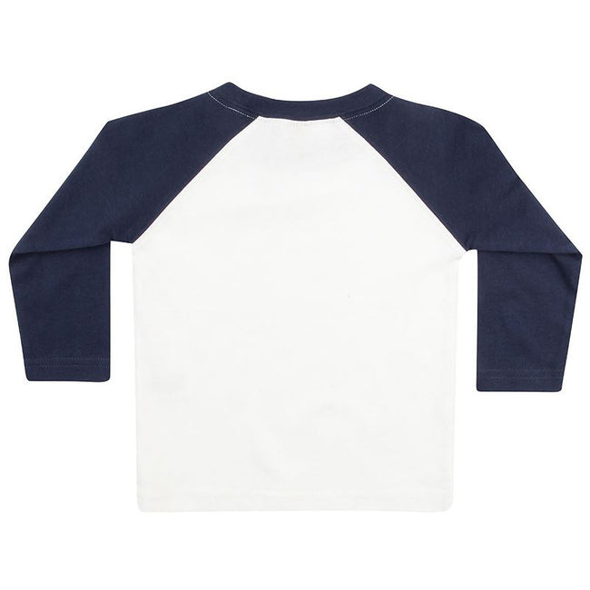 White-Navy - Back - Larkwood Baby Long Sleeved Baseball T-Shirt