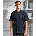 Black - Back - Premier Mens Coolchecker Short-Sleeved Chef Jacket