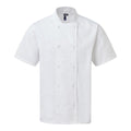 White - Front - Premier Mens Coolchecker Short-Sleeved Chef Jacket
