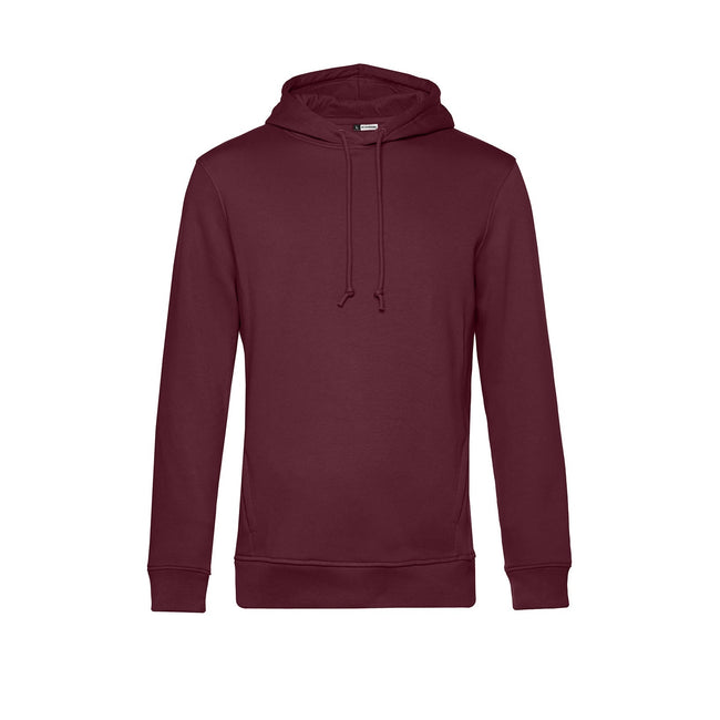 Burgundy - Front - B&C Mens Organic Hoodie