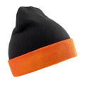 Black-Orange - Front - Result Genuine Recycled Unisex Adult Compass Beanie