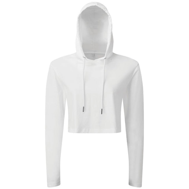 White - Front - TriDri Womens-Ladies Cropped Long-Sleeved T-Shirt