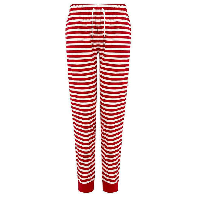 Red-White - Front - Skinni Fit Womens-Ladies Cuffed Lounge Pants