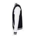 Black-White - Side - Build Your Brand Mens Basic College Jacket