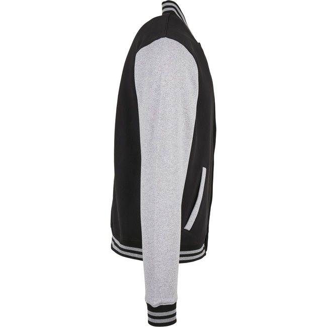 Black-Heather Grey - Lifestyle - Build Your Brand Mens Basic College Jacket